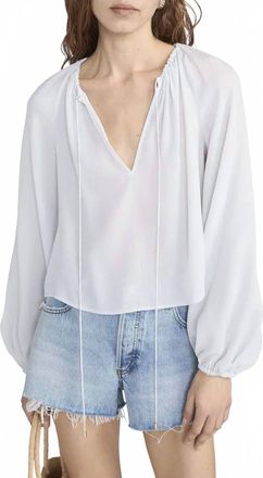 Frame Denim Silk Balloon Sleeve Blouse In Ice