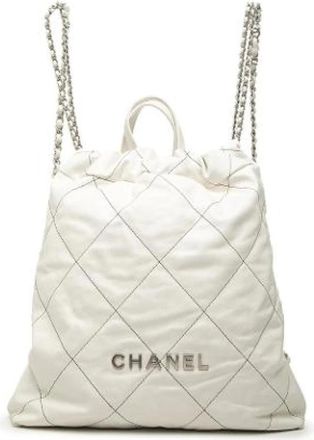 Chanel Pre-owned 22 Backpack - Dames - Vintage Rugzakken - Wit - ONE Size - Leer - Vintage