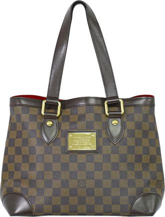 Louis Vuitton Hampstead Handbag Damier Brown Canvas Handbag (Pre-Owned)