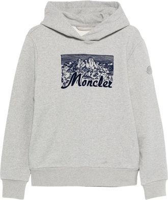Moncler Felpa con stampa e cappuccio - Grigio