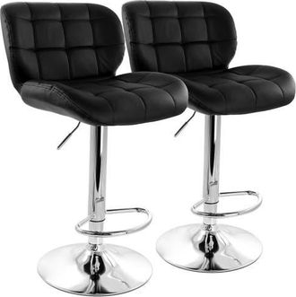Elama 2 Piece Faux Leather Tufted Bar Stool with Adjustable Height in Black at Nordstrom