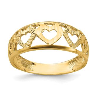 Diamond2Deal 14k Yellow Gold Diamond-cut 5 Heart Ring