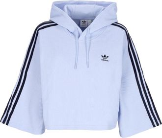 adidas Cropped Hoodie Lichtgewicht Sweatshirt - Dames - Sportshirts - Blauw - M - Katoen - Fitness