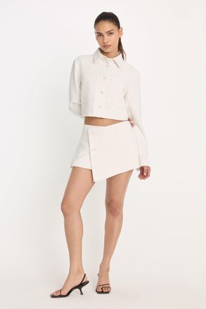 Good American Womens Luxe Suiting Skort | Soft Shell, Size 10 | Good American by Khlo&Egrave; Kardashian