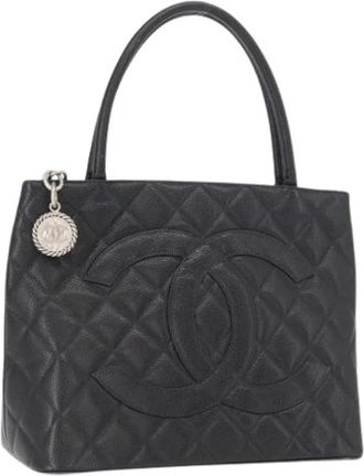 Chanel Pre-owned Handbags, female, Black, Size: ONE SIZE Pre-owned Vintage Tote