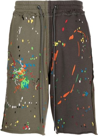 Mostly Heard Rarely Seen panelled paint-embroidered shorts - men - Cotton - S - Green