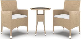 vidaXL Juego De Comedor Para Jard&iacute;n De 3 Piezas Rat&aacute;n Sint&eacute;tico Beige Vidaxl