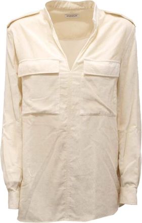 Dondup Velvet Shirt - Dames - Overhemden - Wit - L - Overhemden