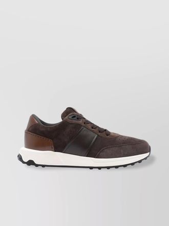 Tod's low top suede sneakers with leather detail