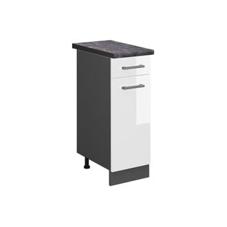 Vicco Mueble Bajo De Cocina R-line, Blanco Alto Brillo, 30 Cm, Et Antracita