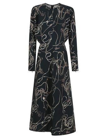 Victoria Beckham Midi Dress With Pattern And Flattering Fit
