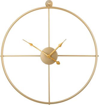 Beliani Reloj De Pared Marco De Hierro Dorado Dise&ntilde;o Minimalista Sin N&uacute;meros Redondo 50 Cm Zuchwil
