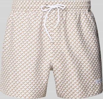 HUGO BOSS Relaxed Fit Badeshorts mit Allover-Muster Modell CATFISH in Beige, Gr&ouml;&szlig;e XXL