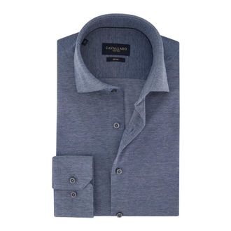 Cavallaro Overhemden, Heren, Blauw, XL, Katoen, Piquo Shirt