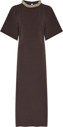 Bruuns Bazaar Alnus BBNathala Dress - Dames - Casual kleedjes - Bruin - S - Katoen - Kleedjes