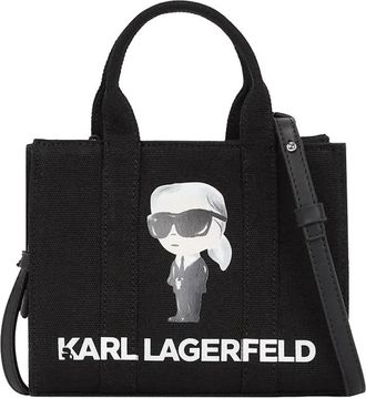 Karl Lagerfeld Ikon Square Tote - Dames - Mini tas - Zwart - ONE Size - Katoen - Tassen