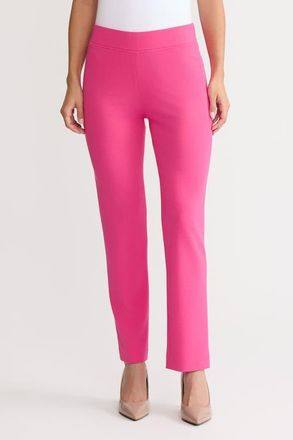 Ming Wang Stretch Deco Crepe Straight-Leg Pants in Carmine Rose at Nordstrom, Size X-Large P