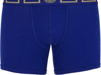 Versace Mens Long Trunk With Greca Border In Blue