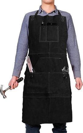 OEM Delantal De Soldador De Cuero Con 6 Bolsillos, Resistente Al Calor Y A Las Llamas, Color Negro - 61 X 91 Cm