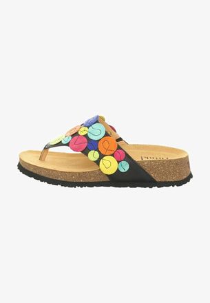 Think Womens Koak Circle Thong Sandal In Schwarz Kombi
