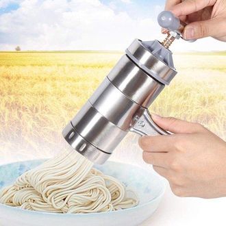OEM M&aacute;quina Para Hacer Pasta De Acero Inoxidable - M&aacute;quina Manual Para Hacer Pasta Con 5 Moldes Para Fettuccine Fresco, Espaguetis, Lasa&ntilde;a Y Rodillo
