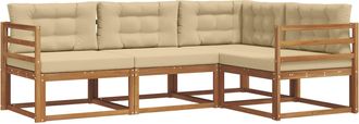 vidaXL Conjunto De Sof&aacute;s De Exterior 4 Uds. Natural Y Beige Vidaxl