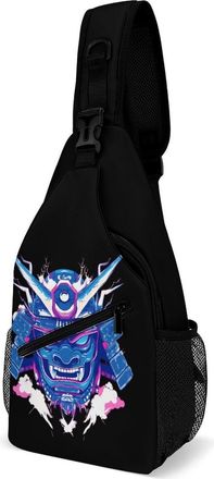 Generic Samurai Mask Japanese Unisex Shoulder Bags Casual Crossbody Chest Bag Sling Backpack for Hiking Cycling Travel