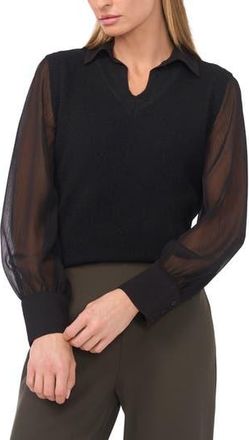 Halogen Illusion Two-Piece Sweater Vest Top in Rich Black at Nordstrom Rack, Size Xx-Small