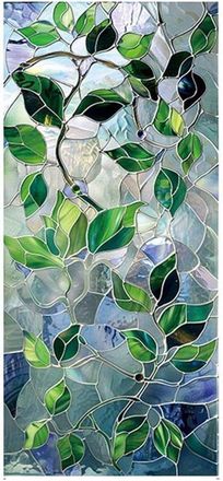 No Brand L&aacute;mina Adhesiva Para Ventanas Con Dise&ntilde;o De Vidrieras De 39,4 &times; 17,7 Pulgadas - Adhesivo Est&aacute;tico, Vinilo Decorativo Para Privacidad En Sala De Estar,