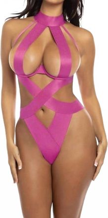 Oh là là Chéri Lydie Vegan Leather Teddy In Pink Yarrow