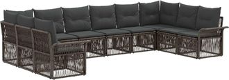vidaXL Conjunto De Sof&aacute;s De Jard&iacute;n 10 Uds. Gris Rat&aacute;n Sint&eacute;tico Vidaxl