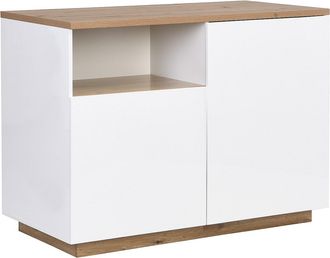 Vente-Unique Isla de cocina con 2 puertas y 1 estante de MDF - Natural y blanco CORELINA