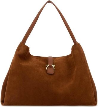 Ferragamo Caramel Suede Shopping Bag