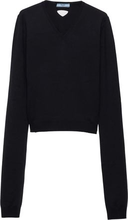 Prada Maglione in lana con scollo a V - Blu