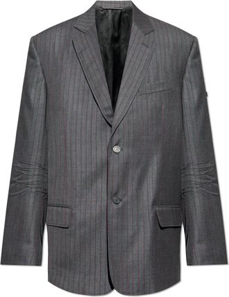 Balenciaga Wool Pinstripe Blazer - Heren - Blazers - Grijs - S - Wol - Jassen