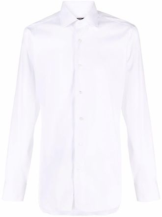 Barba long-sleeve poplin shirt - White