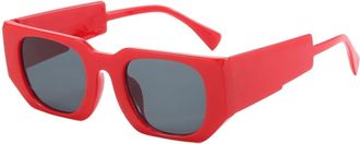 Generic Mens Square Small Frame Sunglasses Womens Commuting Outdoor Sun Glasses(Red)