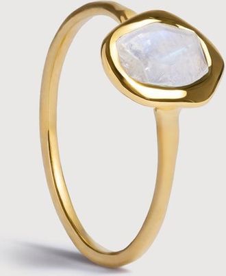 Monica Vinader Gold Odyssey Gemstone Ring Moonstone
