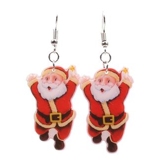 Generic 1 Pair of Women Christmas Earrings Acrylic Santa Claus Shape Pendant Eardrop Earrings Stud Earring Jewelry for Lady Clever Treatment Multicoloured