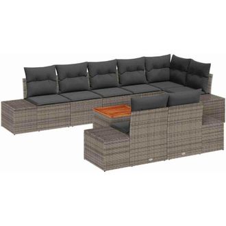 vidaXL Conjunto De Sof&aacute; De Jard&iacute;n 9 Pcs Gris Vidaxl