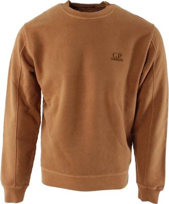 C.P. Company Bruine Katoenen Trui - Heren - Sweatshirts - Bruin - S - Katoen - Hoodies & sweatvesten