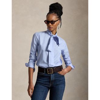 Ralph Lauren Dameshemd met lavalli&egrave;re-kraag en lange mouwen