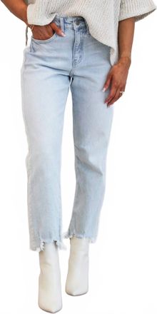 Kancan Ivan High Rise Striped Straight Leg Jeans In Light Wash