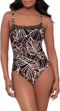 Miraclesuit Lets Be Fronds Kara Underwire One-Piece Swimsuit in Black/Multi at Nordstrom, Size 10