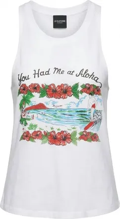 Le Superbe Womens You Had Me At Aloha Tank Top In White