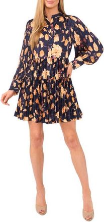 Ted Baker Floral Print Pleated Shirtdress in Baritone Blue at Nordstrom, Size 12