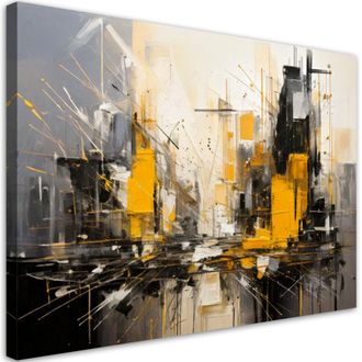 Artgeist Artgeist - Quadro Su Tela, Citt&agrave; Astratta Beige E Gialla - 60x40