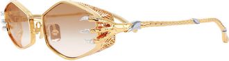 Anna-Karin Karlsson CLAW PLUME Gold White Diamond Edition Womens Sunglasses Gold Size 54