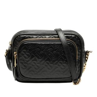 Burberry Pre-owned Cross Body Bags, female, Black, Size: ONE SIZE Pre-owned Embossed Leather Crossbody Bag