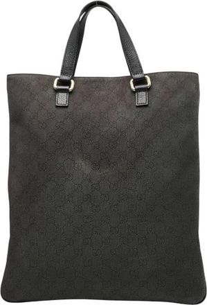 Gucci Black Canvas Leather Shoulder Bag Tote Bag (Pre-Owned)